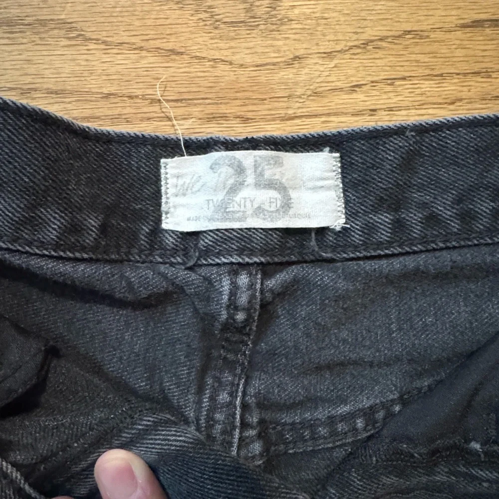 We The Free People Jeans Womens 25 Black High Waisted Distressed Wide Leg Baggy - Picture 2 of 3